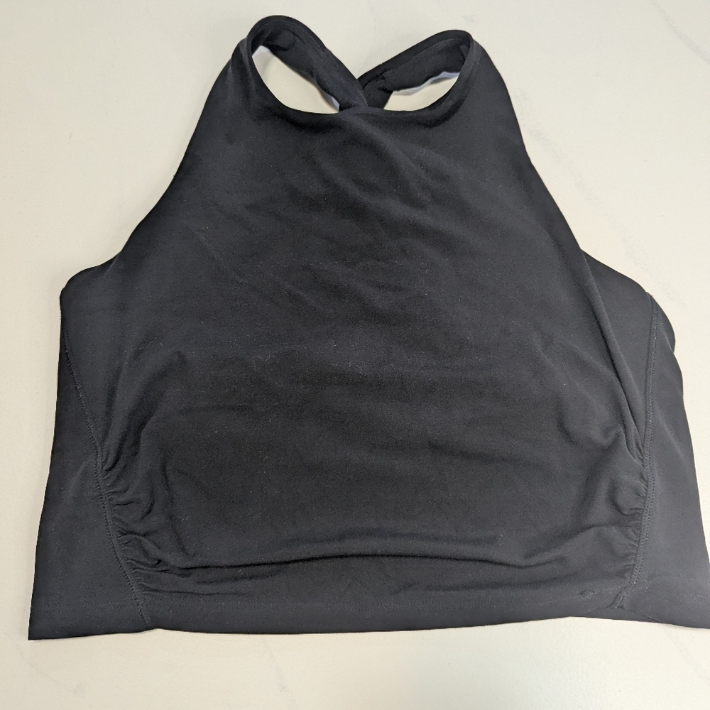 Athleta Conscious Twist Crop Bra/Top Black Yoga Barre Pilates, Size XL